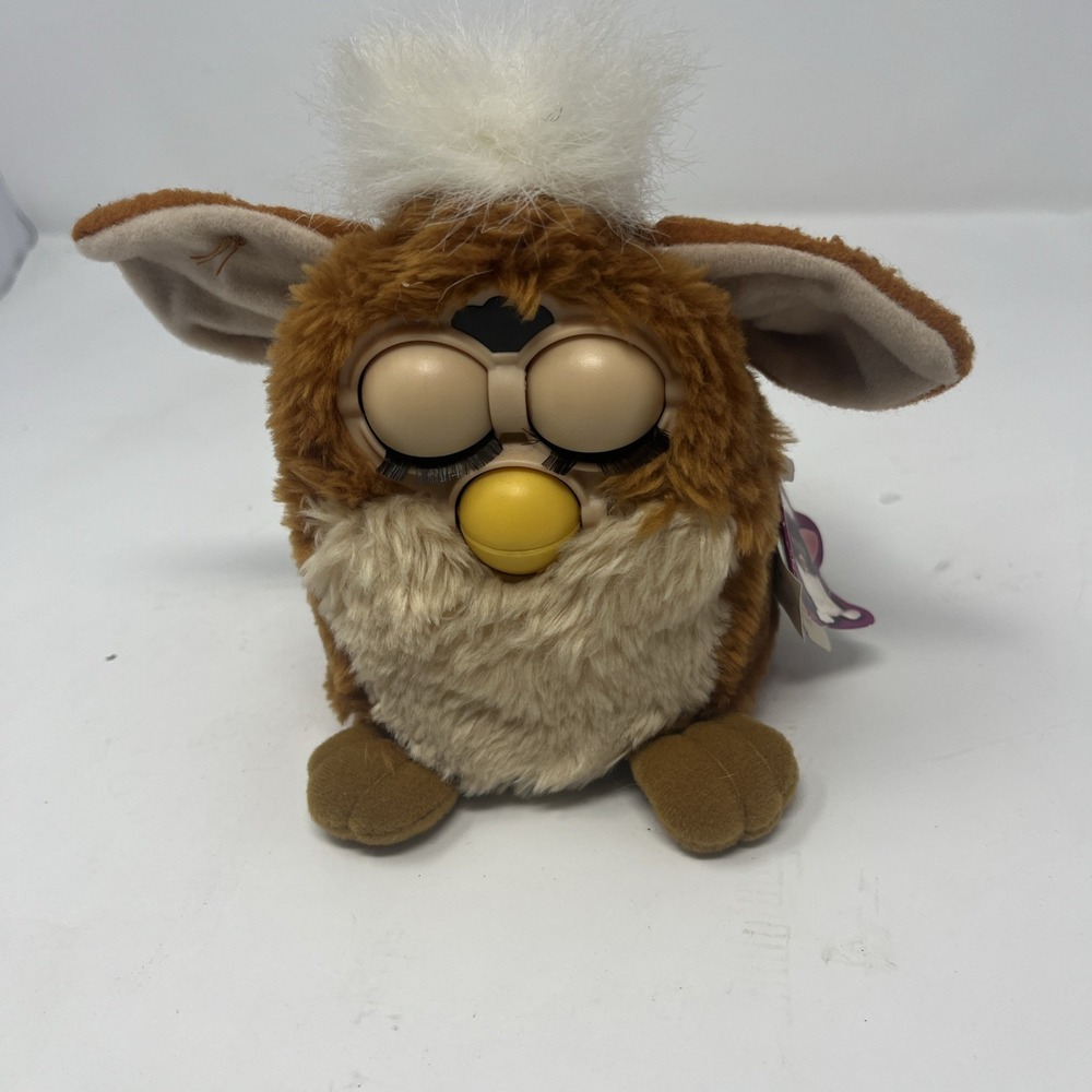 1999 Furby 70-800 Coffee Tan Brown Fur Brown Eyes White Hair W/ Tag WORKING*
